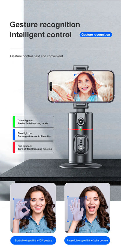 Nuovo stabilizzatore cardanico integrato con rotazione a 360 gradi, con telecomando per fotografia con movimento, rilevamento del viso.
