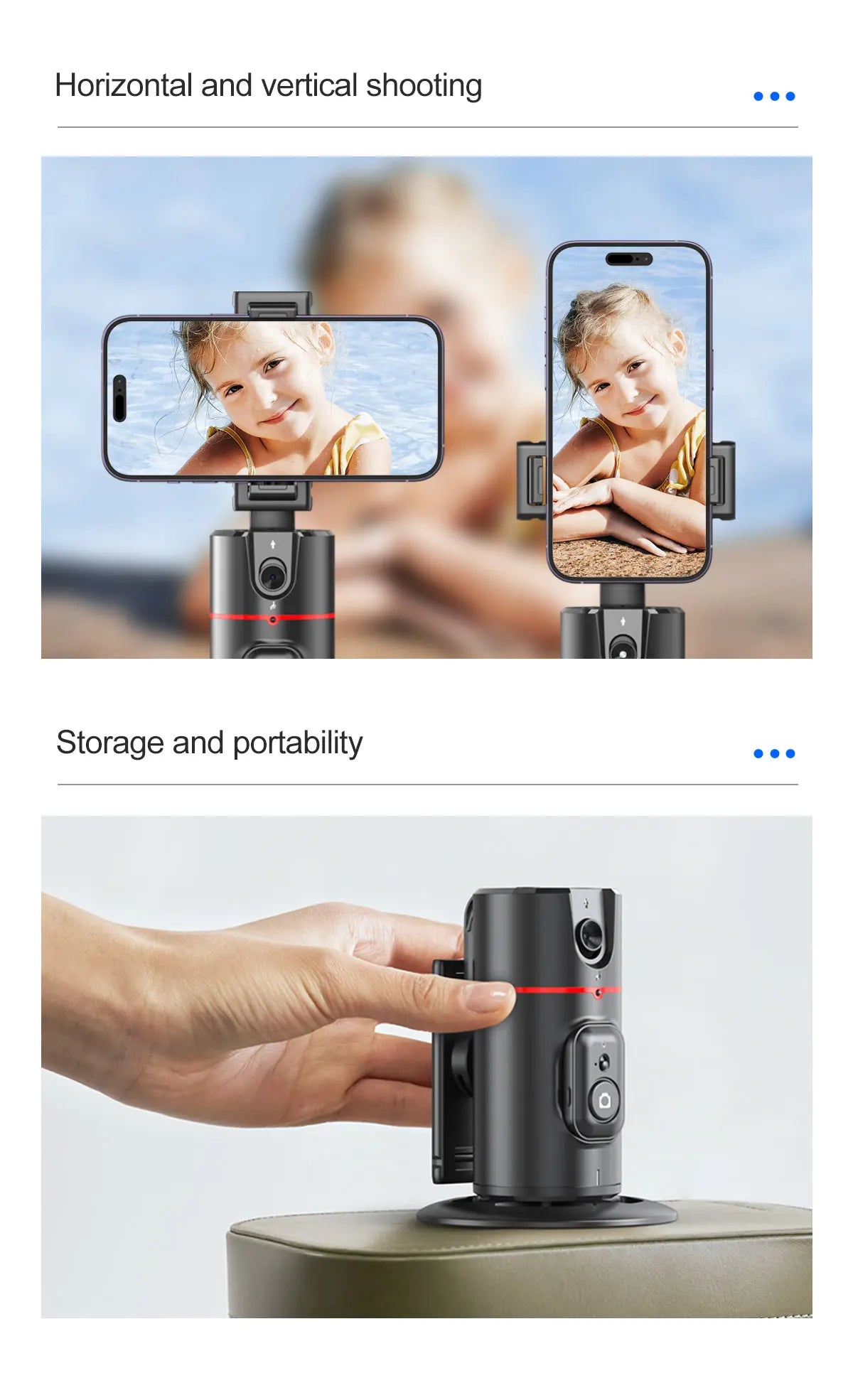 Nuovo stabilizzatore cardanico integrato con rotazione a 360 gradi, con telecomando per fotografia con movimento, rilevamento del viso.