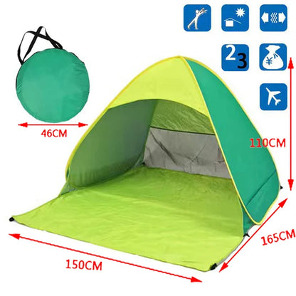 Tenda da spiaggia/campeggio apertura rapida “automatica”. Protezione dal sole UPF50+, impermeabile, robusta con doppio avvolgimento.