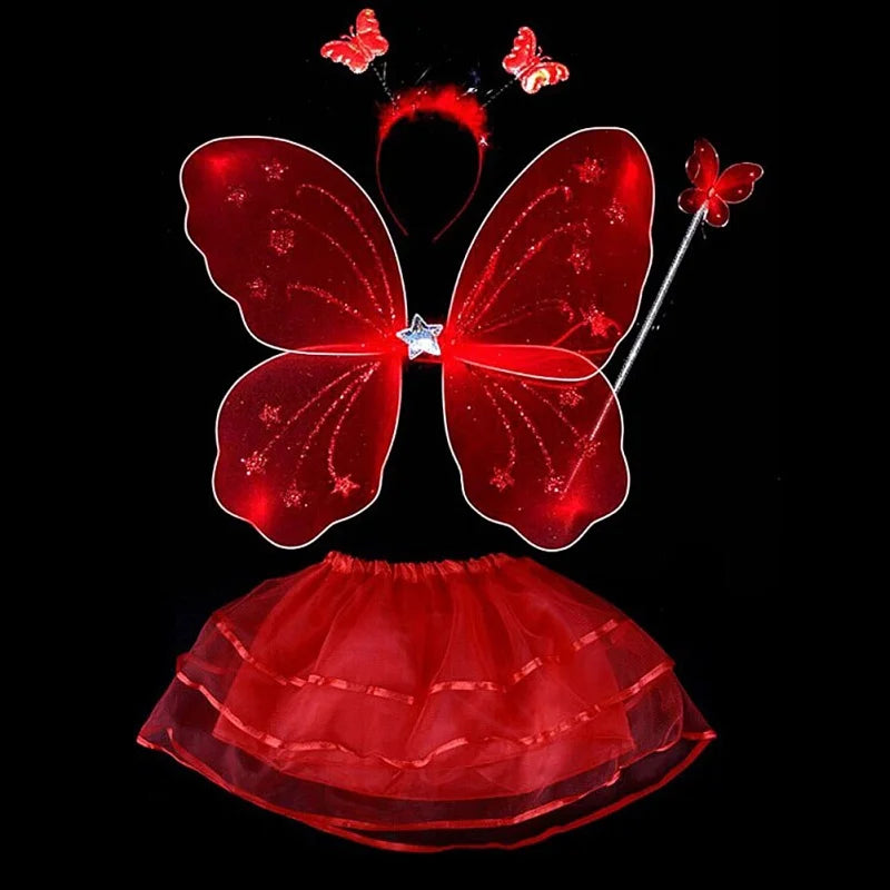 Abito fata con le ali 5/8 anni. Set 4 pezzi per carnevale, cosplay, feste. Colore  a scelta.