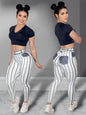 Pantaloni leggins sportivi/casual a vita alta da donna, stampa a righe. Ideale per fitness, yoga, palestra, corsa, 5 taglie 5 colori.