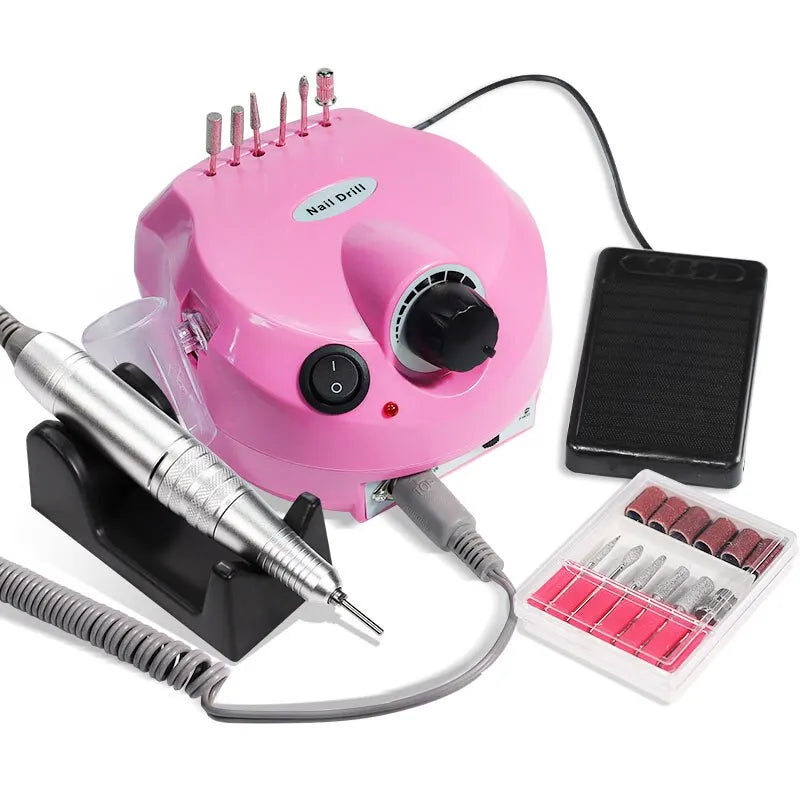 Trapano/smerigliatore elettrico per unghie. Potente motore da 35000 giri/min, a basso rumore. Kit completo di frese per unghie professionali per manicure e pedicure.