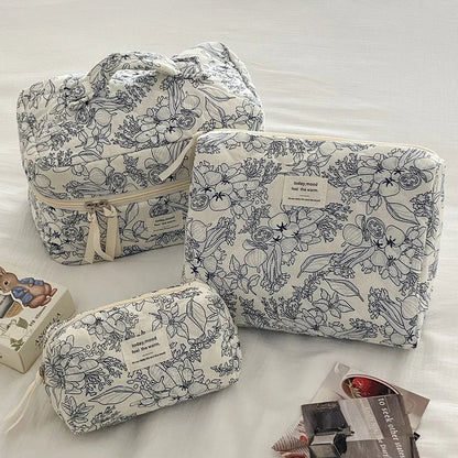 🧳 Beauty-Case Organizer da Viaggio – 3 Misure in Cotone e Nylon | Eleganza, Praticità e Capacità.