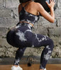 Pantaloni leggins con top. Set elasticizzato, sportivo/casual da donna, quattro colori, tre taglie.