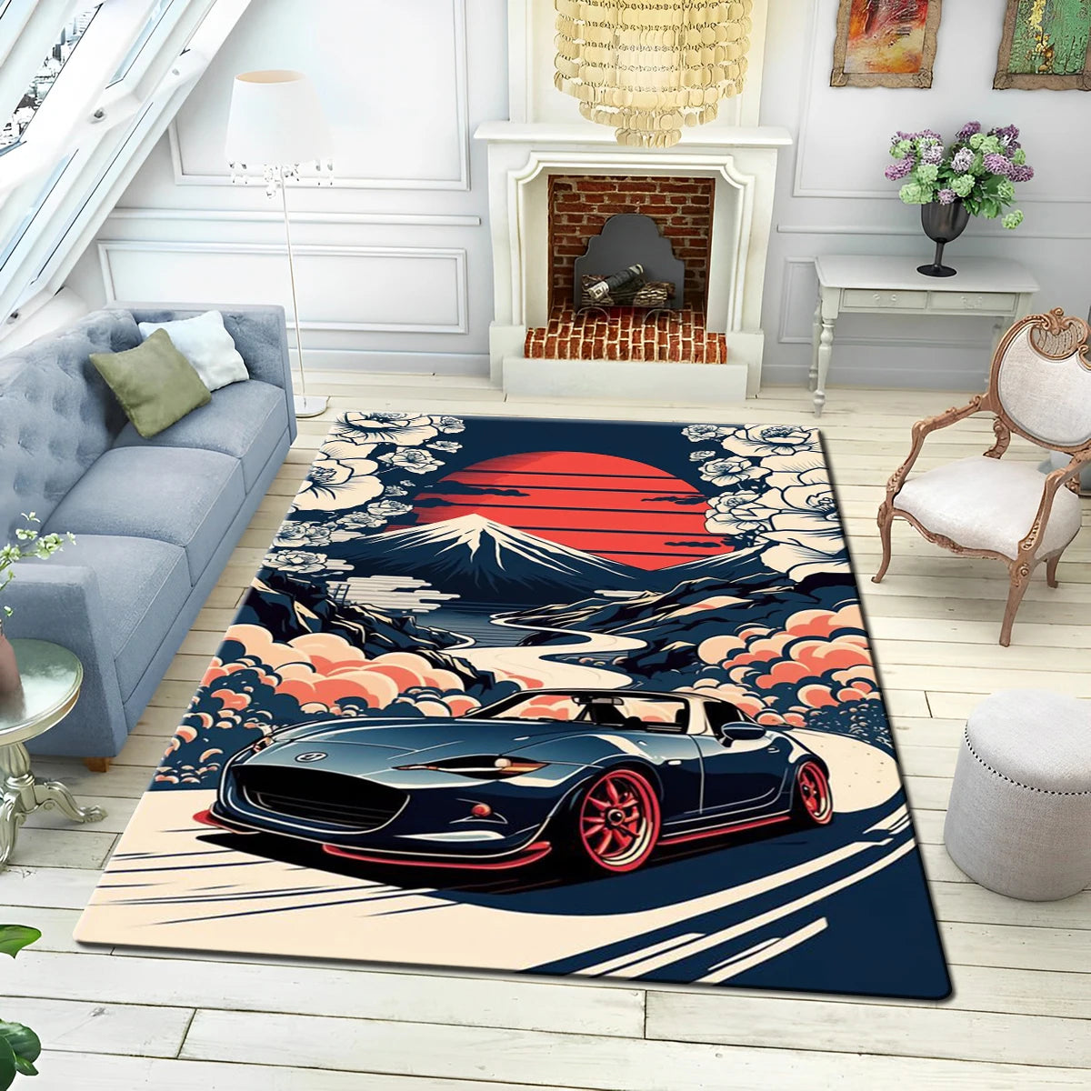 Tappeto decorativo da pavimento con motivo automobile, 4 dimensioni, 22 motivi/immagini.
