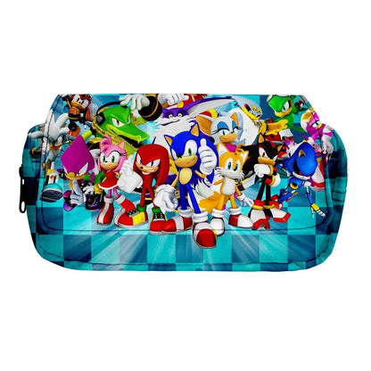 Zaino-borsa-astuccio immagini 3D  cartone animato “Sonic”, in nylon poliestere.  Spazioso e alla Moda, Perfetto per Scuola, Viaggi e Tempo Libero.