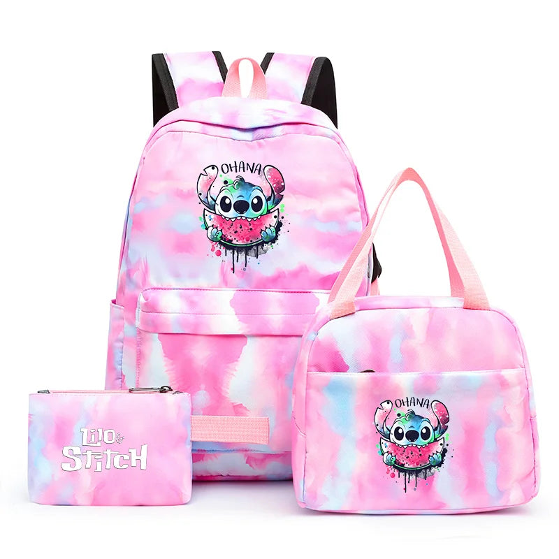 Zaino, borsetta e astuccio immagini 3D  cartoni animati, in nylon poliestere.  Spazioso e alla Moda, Perfetto per Scuola, Viaggi e Tempo Libero.