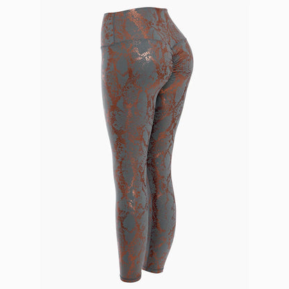 Pantaloni leggins elasticizzati, casual a vita alta da donna, stampa fantasia.