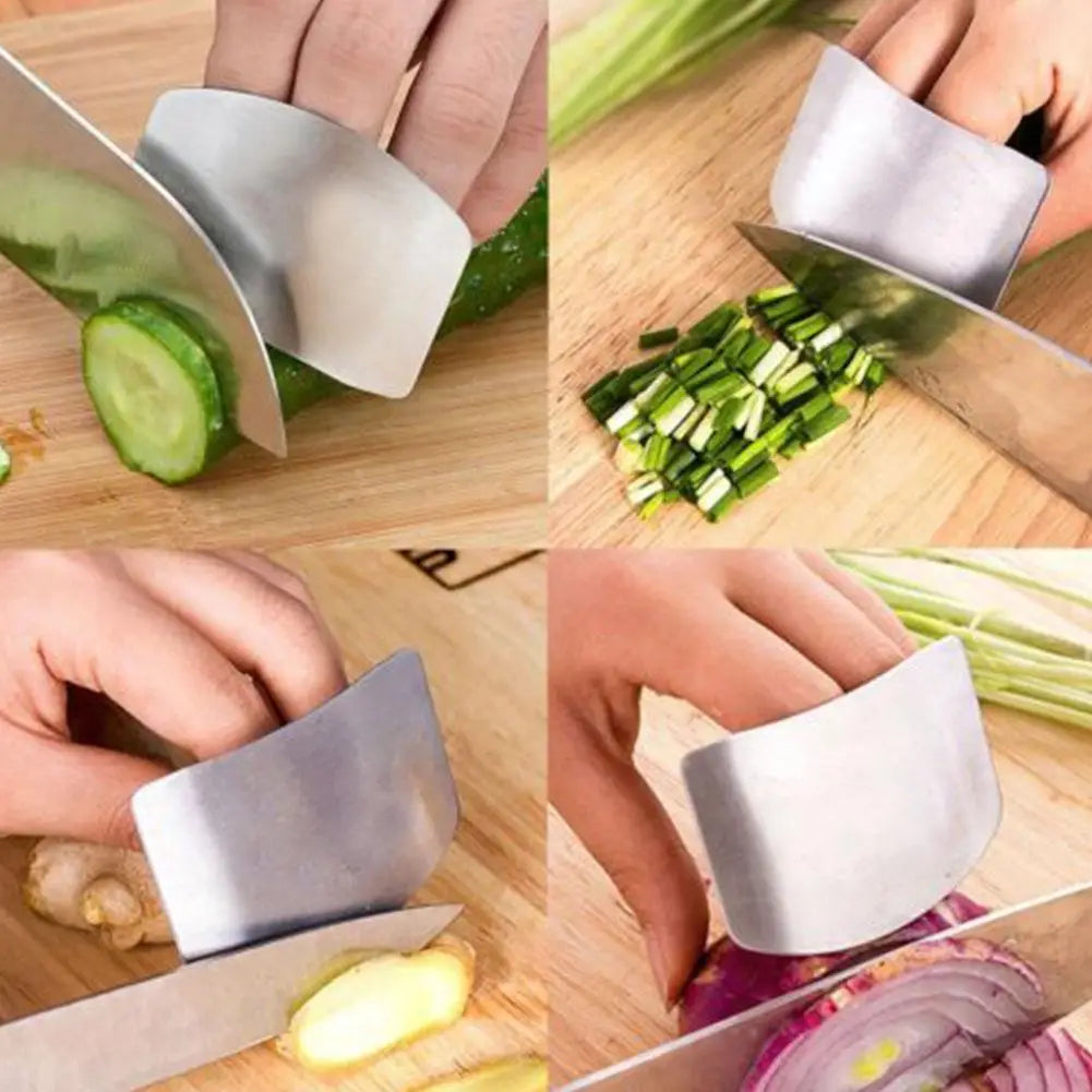Protezione per le dita in acciaio inossidabile. Proteggi le dita mentre affetti con il coltello in cucina.
