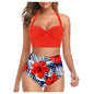 Costume bichini, set 2 pezzi a fascia larga, da donna. Push-up con stampa floreale: eleganza, dinamismo, comfort.