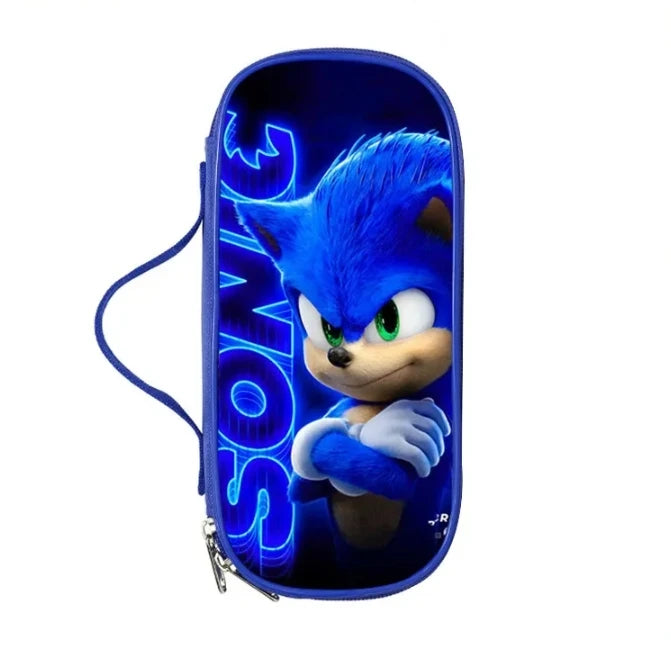 Zaino-borsa-astuccio immagini 3D  cartone animato “Sonic”, in nylon poliestere.  Spazioso e alla Moda, Perfetto per Scuola, Viaggi e Tempo Libero.