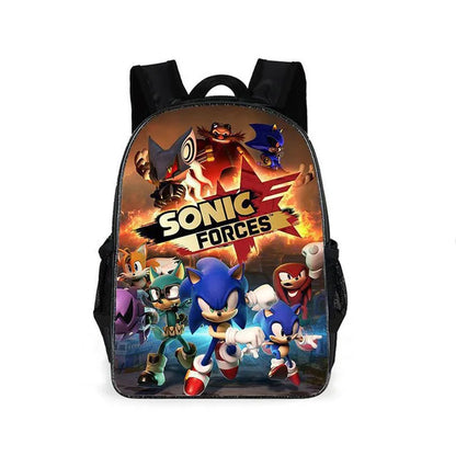Zaino-borsa-astuccio immagini 3D  cartone animato “Sonic”, in nylon poliestere.  Spazioso e alla Moda, Perfetto per Scuola, Viaggi e Tempo Libero.