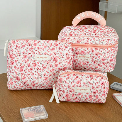 🧳 Beauty-Case Organizer da Viaggio – 3 Misure in Cotone e Nylon | Eleganza, Praticità e Capacità.