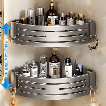 Scaffale organizzatore da bagno, per doccia in lega di alluminio con ganci. Porta shampoo, bagno/doccia schiuma, multi-oggetti, senza bisogno di fare fori.