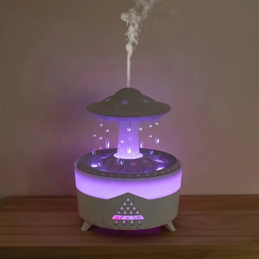 Umidificatore con suono di goccia d'acqua piovana e aromaterapia con diffusore di oli essenziali a luce led a 7 colori