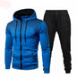Tuta sportiva, completo due pezzi 4 stagioni: pantaloni neri e maglia 5 colori con cappuccio.