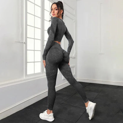Tuta vita alta con top. Set 2 pezzi sportivo/casual da donna, colori a scelta, misura dalla S alla L.