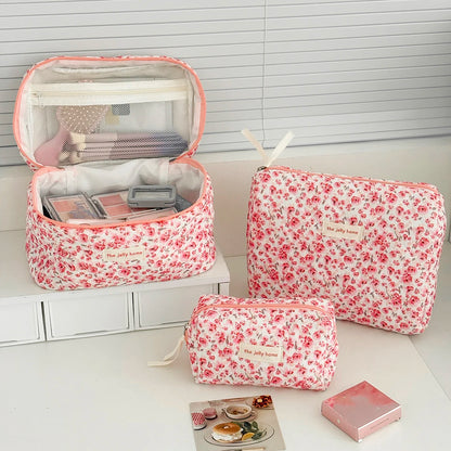 🧳 Beauty-Case Organizer da Viaggio – 3 Misure in Cotone e Nylon | Eleganza, Praticità e Capacità.