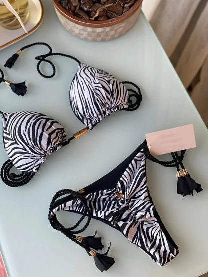 Costume da bagno da donna. Set 2 Pezzi a triangolo, chiusura a lacci regolabile, asciugatura rapida, non si restringe.