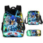 Zaino-borsa-astuccio immagini 3D  cartone animato “Sonic”, in nylon poliestere.  Spazioso e alla Moda, Perfetto per Scuola, Viaggi e Tempo Libero.