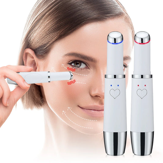 Massaggiatore Occhi e Viso IPL | Luce Rossa, Blu e Viola | Vibrazione Calda a 42°C | Ricaricabile, Portatile, con Base Sterilizzante | Anti-Occhiaie e Anti-Gonfiore.