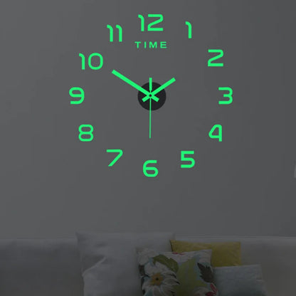 Orologio da parete luminoso 2D. Orologio creativo fai da te, adesivo da parete in acrilico 40/60 cm.