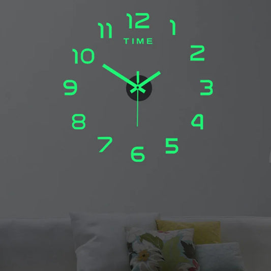 Orologio da parete luminoso 2D. Orologio creativo fai da te, adesivo da parete in acrilico 40/60 cm.