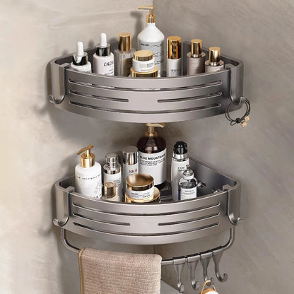 Scaffale organizzatore da bagno, per doccia in lega di alluminio con ganci. Porta shampoo, bagno/doccia schiuma, multi-oggetti, senza bisogno di fare fori.