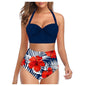 Costume bichini, set 2 pezzi a fascia larga, da donna. Push-up con stampa floreale: eleganza, dinamismo, comfort.