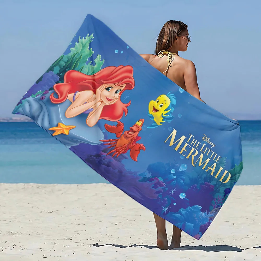 Asciugamano da spiaggia con immagini Principessa Ariel. In microfibra, anti-sabbia, asciugatura rapida.