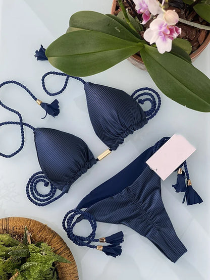 Costume da bagno da donna. Set 2 Pezzi a triangolo, chiusura a lacci regolabile, asciugatura rapida, non si restringe.
