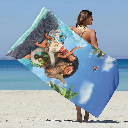 Asciugamano per bambini con immagini cartone animato “M-Moana” a trasferimento termico.  In microfibra ad asciugatura e duraturo.