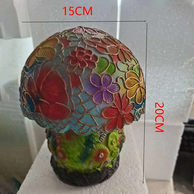 Lampada da tavolo creativa della serie di piante colorate in resina. Lampada colorata crea atmosfera a forma di fiore, fungo per camera da letto, salotto.