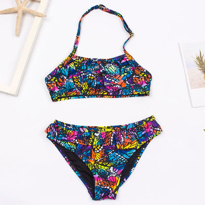Costume Da Bagno “Bichini” da Bambina. Design Moderno, Colore Fantasia, Comodo, Traspirante.