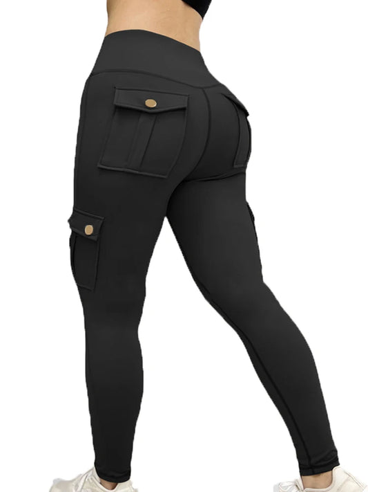 Pantaloni leggins elasticizzati, sportivi/casual da donna, con tasche. Ampia scelta tra 6 colori e 4 taglie.