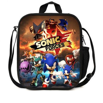 Zaino-borsa-astuccio immagini 3D  cartone animato “Sonic”, in nylon poliestere.  Spazioso e alla Moda, Perfetto per Scuola, Viaggi e Tempo Libero.