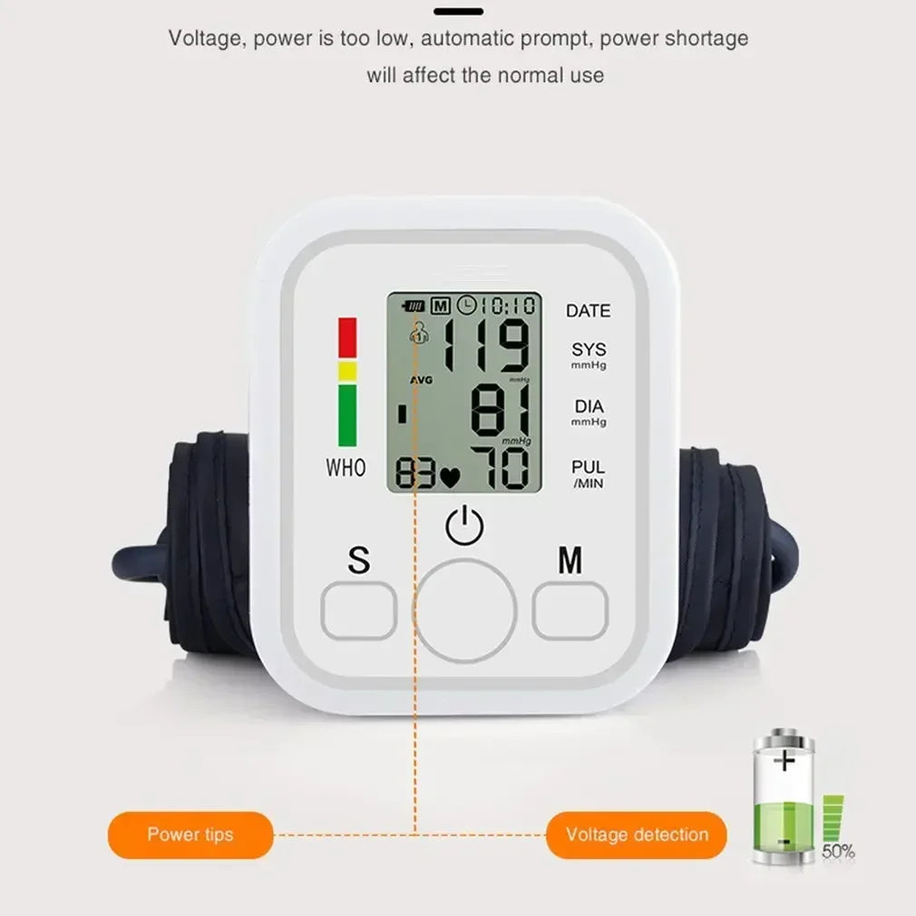 Misuratore di Pressione Portatile da Braccio con Display Digitale e USB-C.