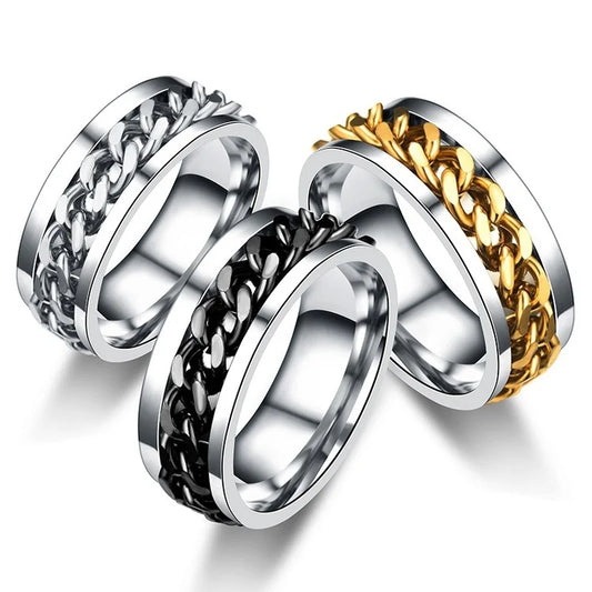 Anello spinner a catena girevole in acciaio al titanio per donna Uomo/Donna. Colore a scelta.