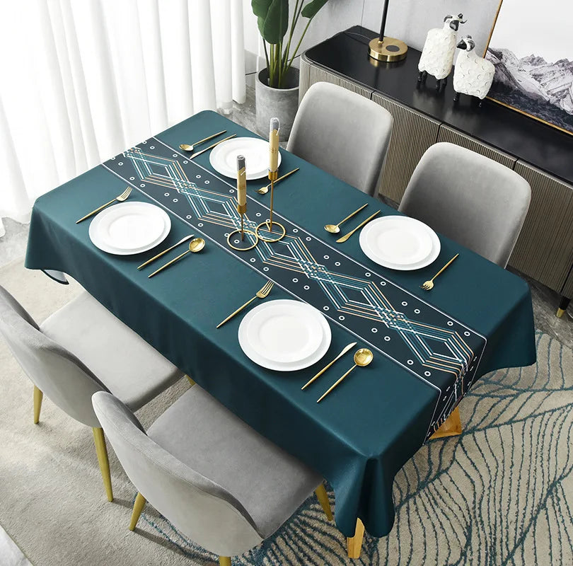 Tovaglia rettangolare in pvc con stampa in 3D per tavolo, impermeabile colore a scelta.