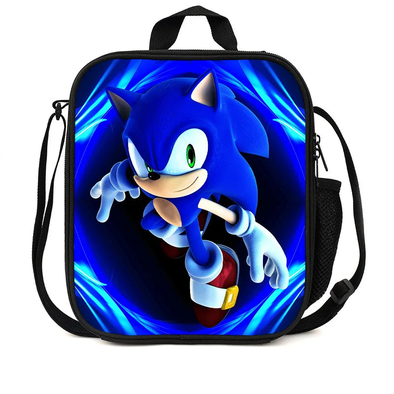 Zaino-borsa-astuccio immagini 3D  cartone animato “Sonic”, in nylon poliestere.  Spazioso e alla Moda, Perfetto per Scuola, Viaggi e Tempo Libero.