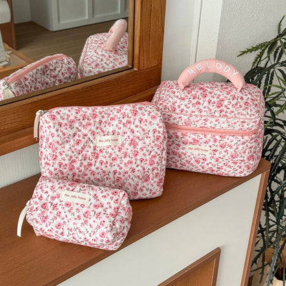 🧳 Beauty-Case Organizer da Viaggio – 3 Misure in Cotone e Nylon | Eleganza, Praticità e Capacità.