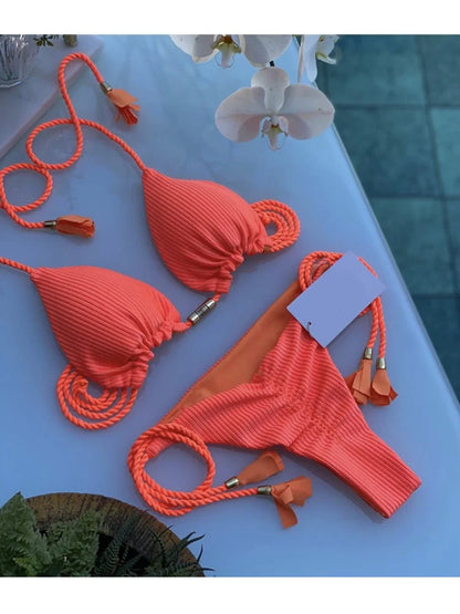 Costume da bagno da donna. Set 2 Pezzi a triangolo, chiusura a lacci regolabile, asciugatura rapida, non si restringe.