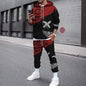 Tuta sportiva autunno/inverno, completo maglia con cappuccio e pantaloni, stampa 3D, colori e immagini a scelta.