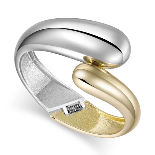 Bracciale da donna in lega di zinco, color oro/argento, chiusura a molla.