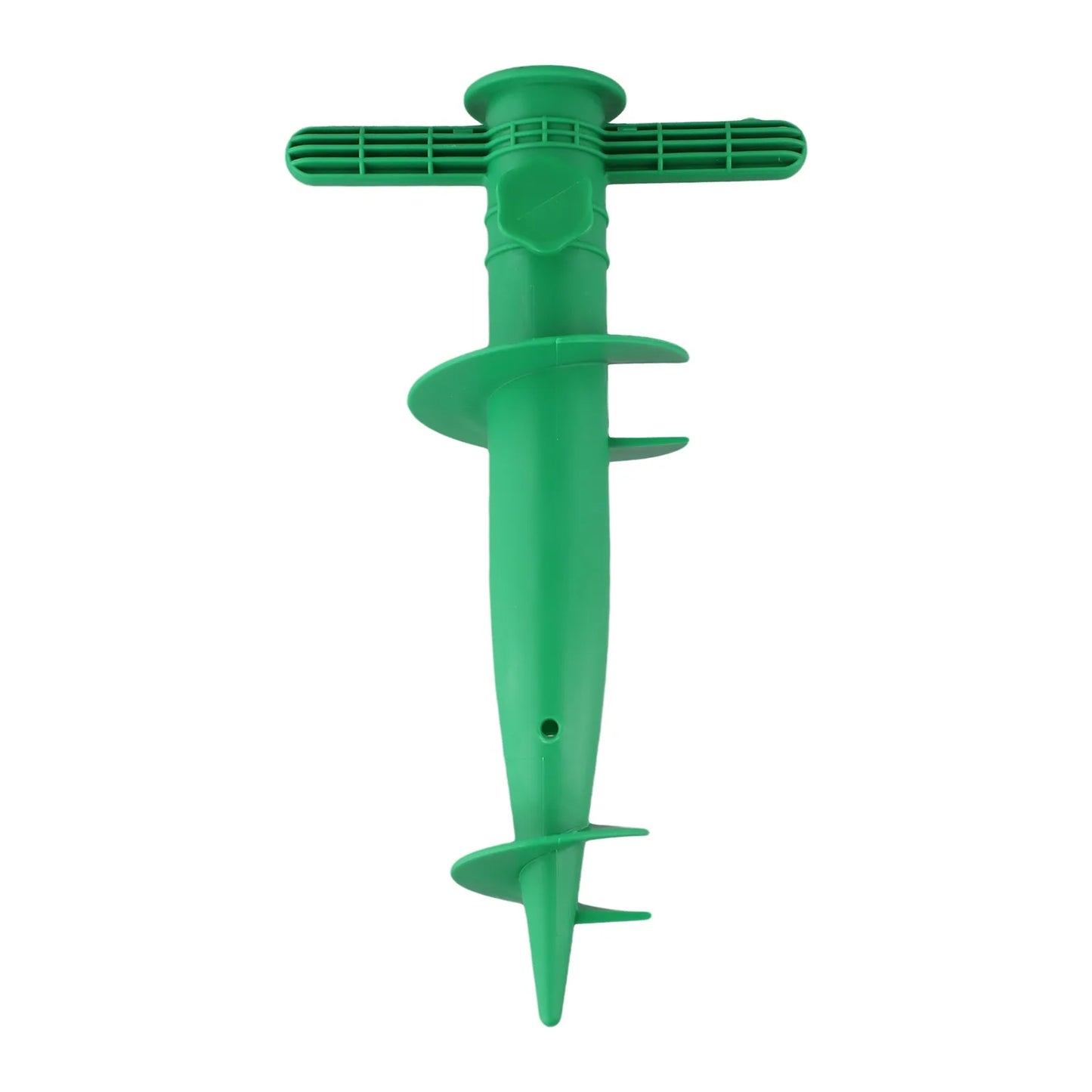 Picchetto/ base in plastica per ombrellone. Picchetto a vite per forare il terreno e fissare l’ombrellone.