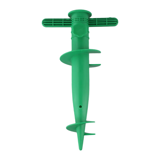 Picchetto/ base in plastica per ombrellone. Picchetto a vite per forare il terreno e fissare l’ombrellone.