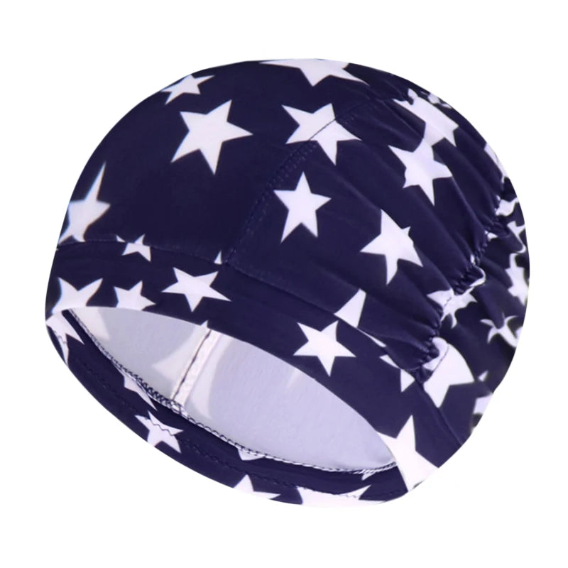Cuffia da nuoto per donna adulta e bambina.  In nylon elastico con design per capelli lunghi.