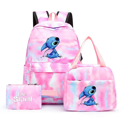 Zaino, borsetta e astuccio immagini 3D  cartoni animati, in nylon poliestere.  Spazioso e alla Moda, Perfetto per Scuola, Viaggi e Tempo Libero.