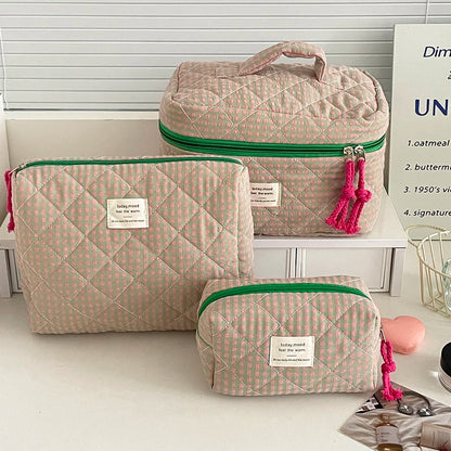 🧳 Beauty-Case Organizer da Viaggio – 3 Misure in Cotone e Nylon | Eleganza, Praticità e Capacità.