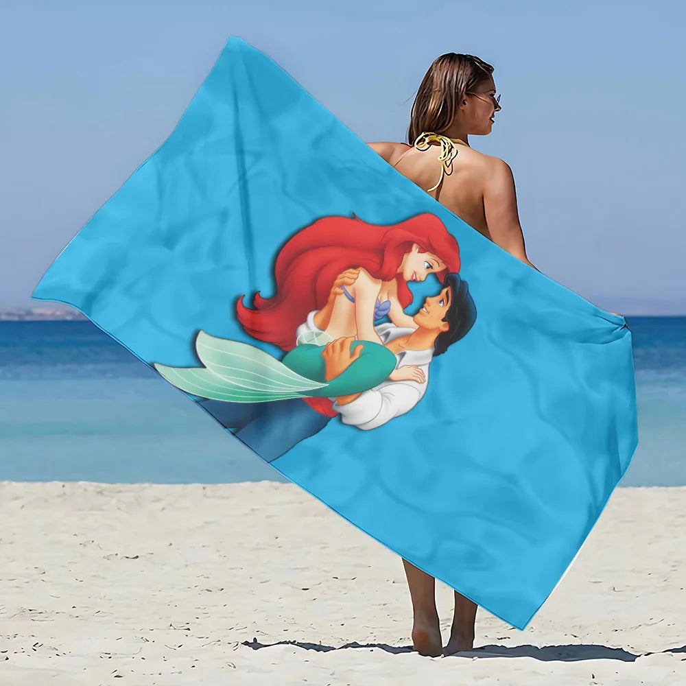 Asciugamano da spiaggia con immagini Principessa Ariel. In microfibra, anti-sabbia, asciugatura rapida.